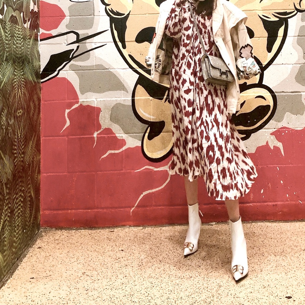 Isabel Marant Etoile Yana Dress Ecru Leopard Print